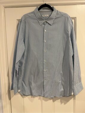 Loro Piana Blue and White Stripe Dress Shirt